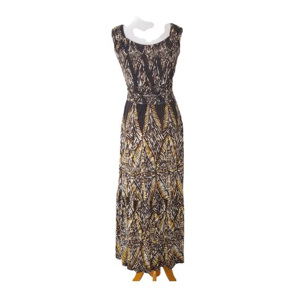 Nic + Zoe Maxi Dress Surplice Sleeveless Brown Plant Stretch Women XS - Picture 3 of 12
